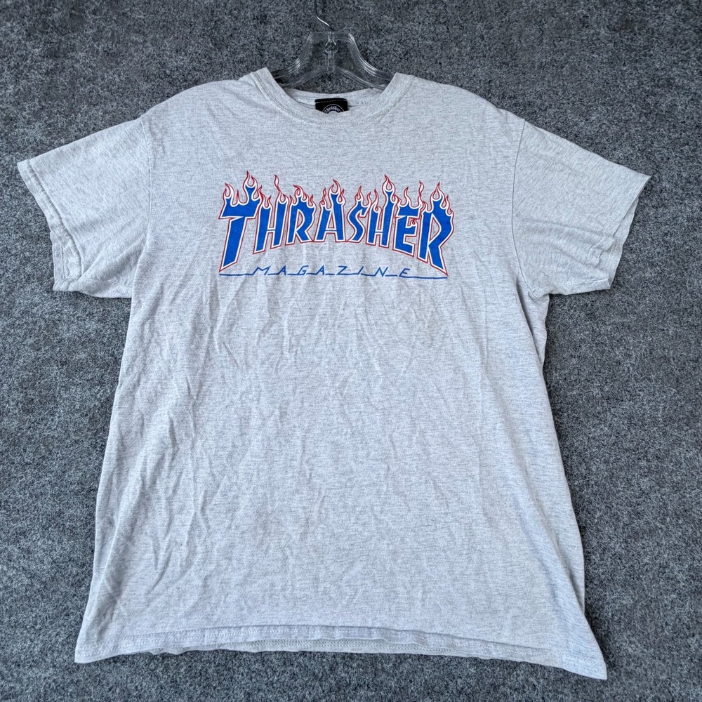 Thrasher Magazine Skate or Die T Shirt Mens Medium Heather Gray Spellout Logo
